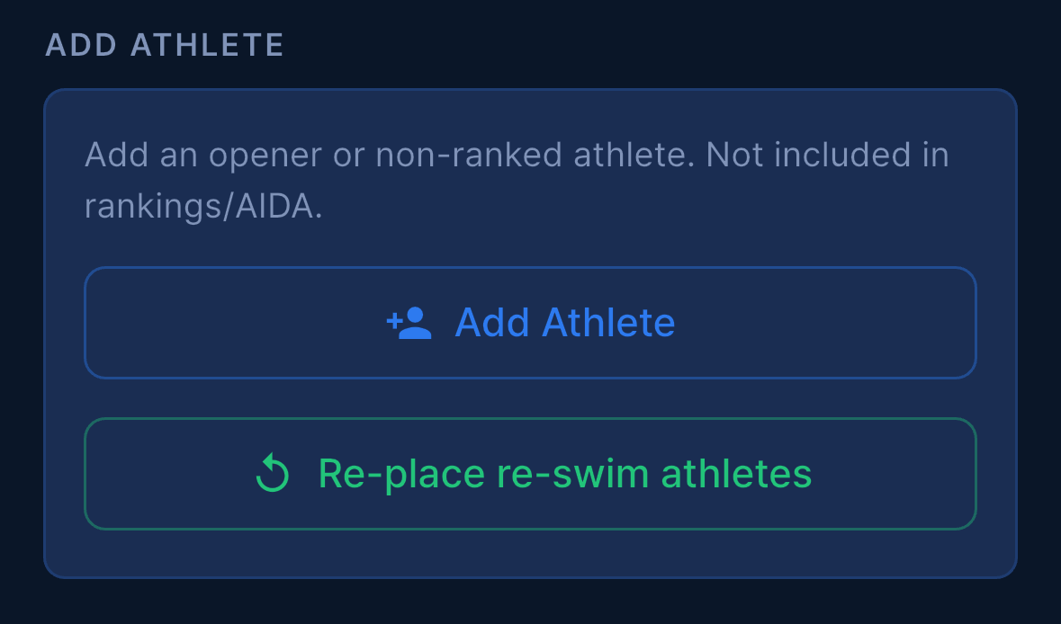Add Athlete dialog (opener / manual entry)