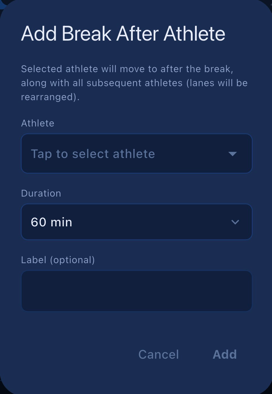 After Athlete break being added