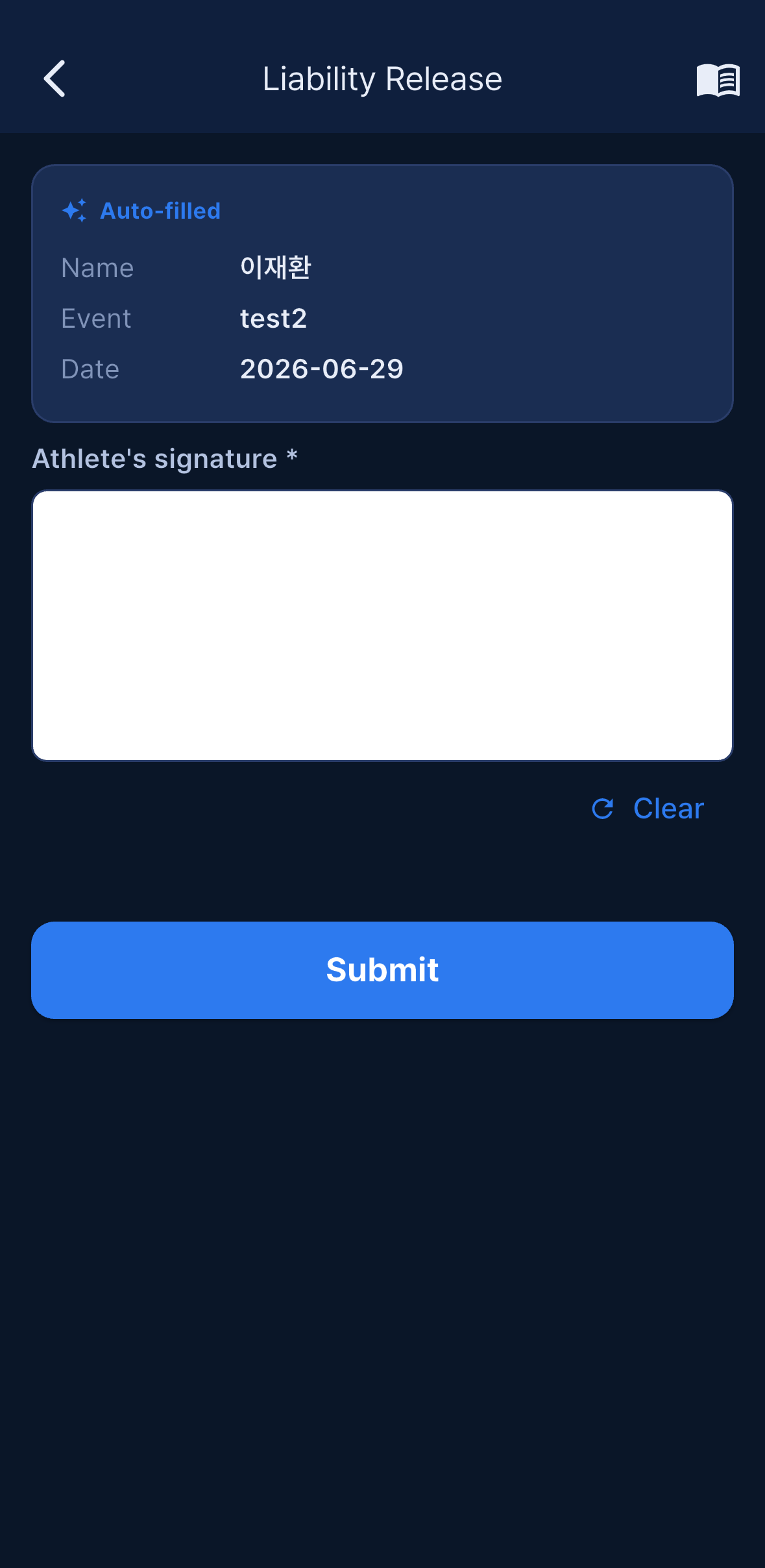 Fill in app and sign