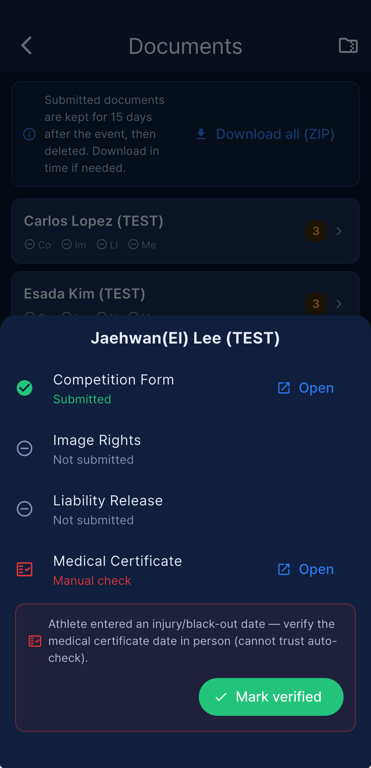 Staff — verify medical statement