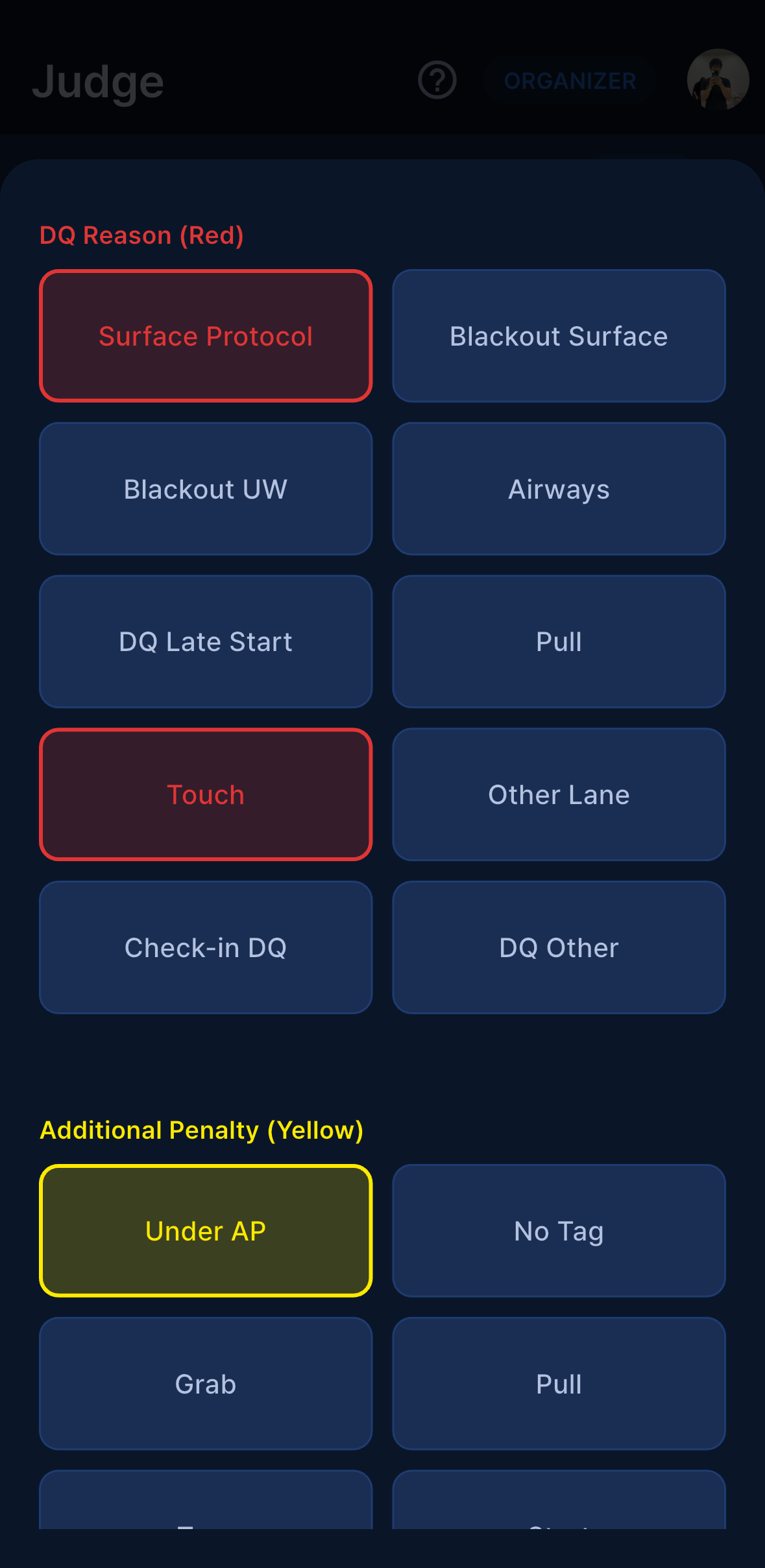 Red card multi-select sheet