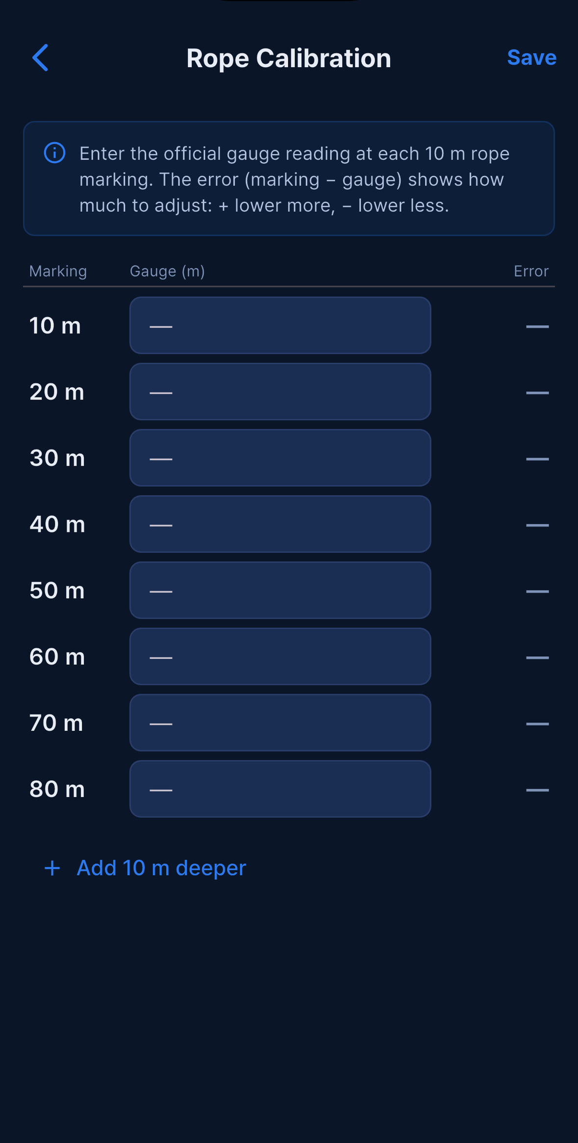 Rope Calibration with the measured offsets