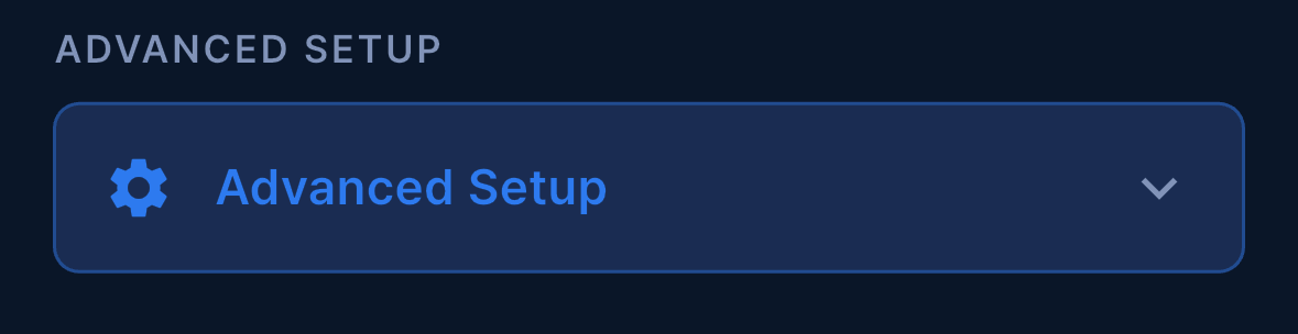 Advanced Setup collapsed