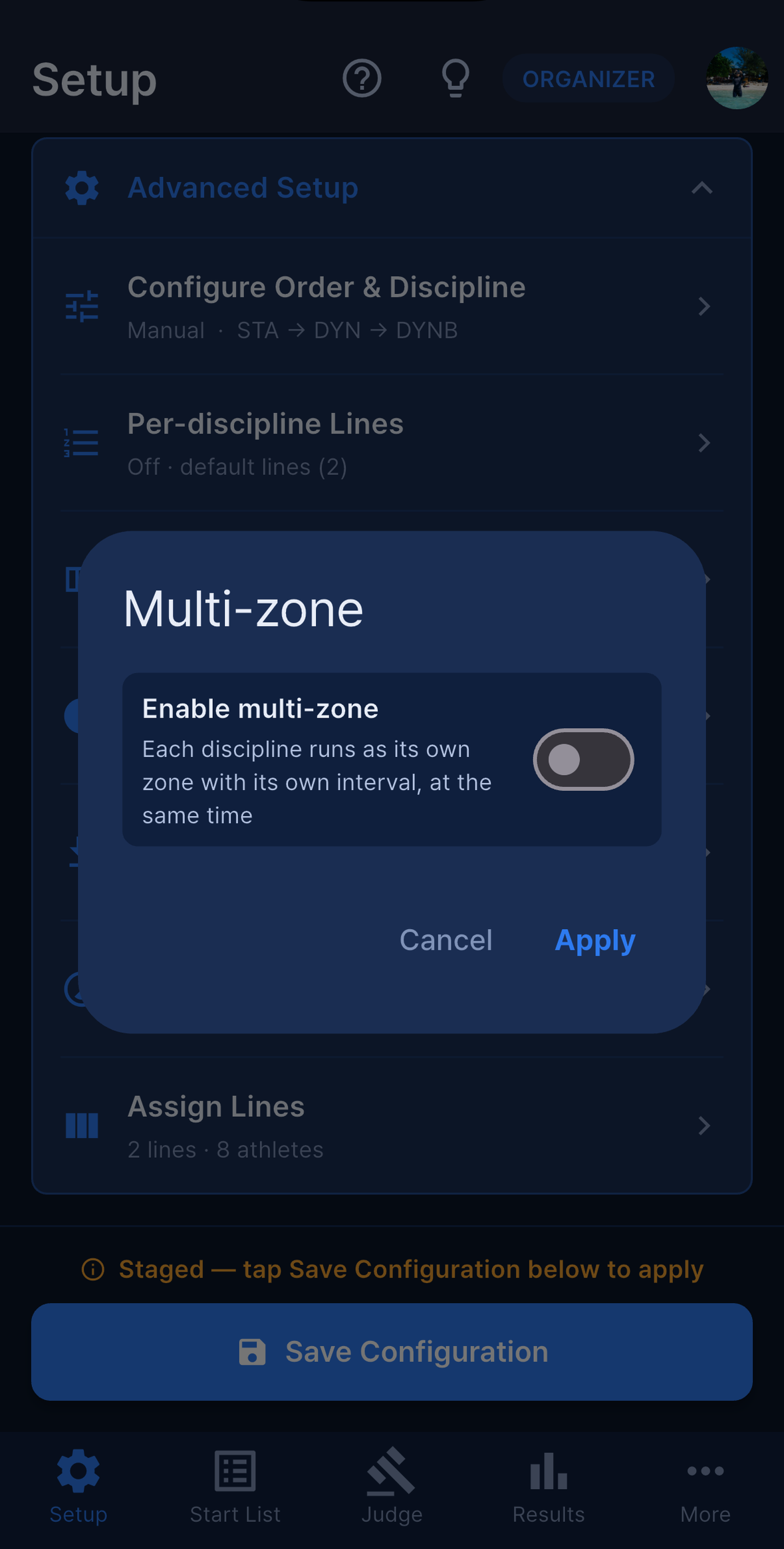 Multi-zone setup