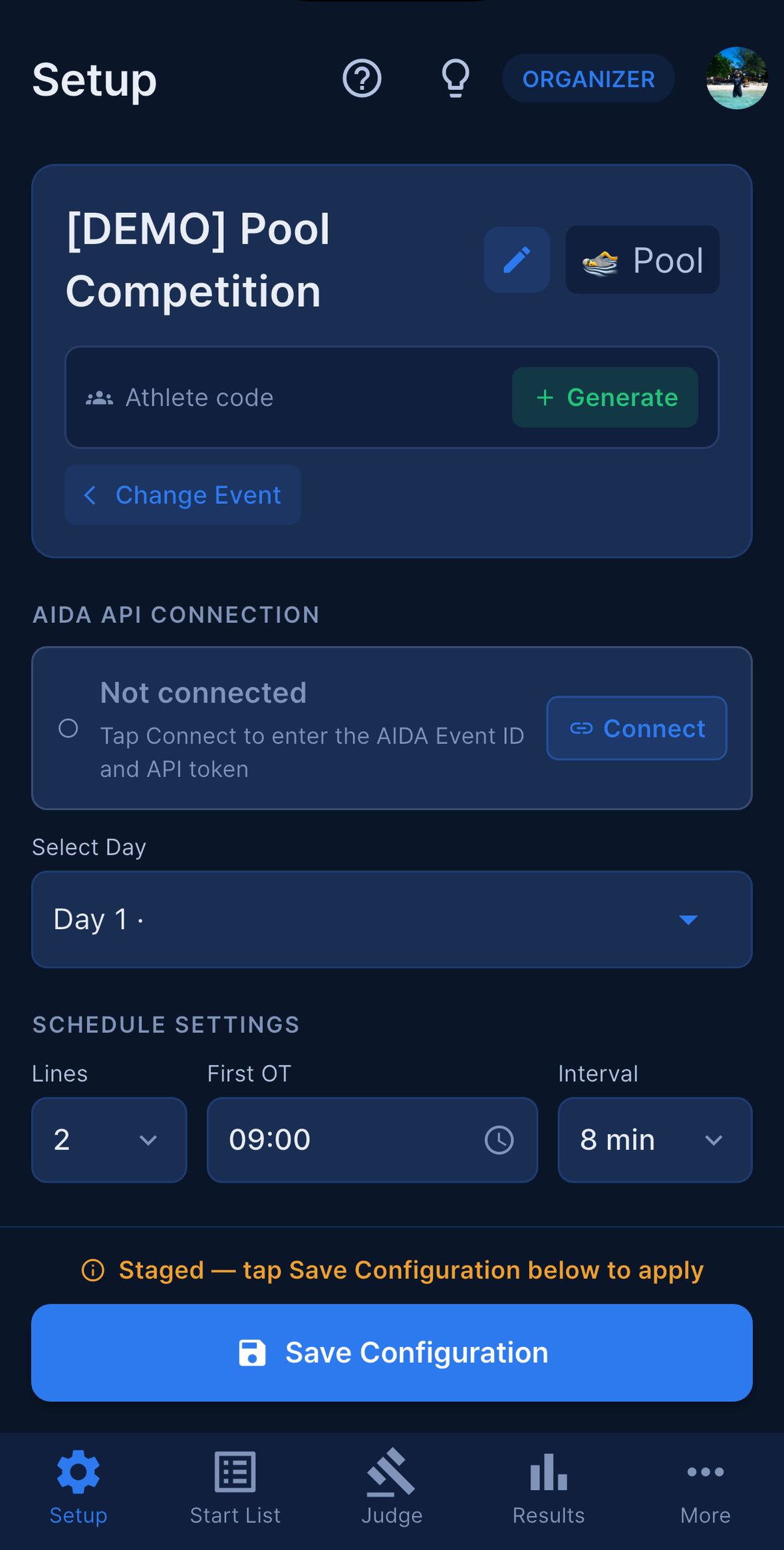 Staged changes above the Save button